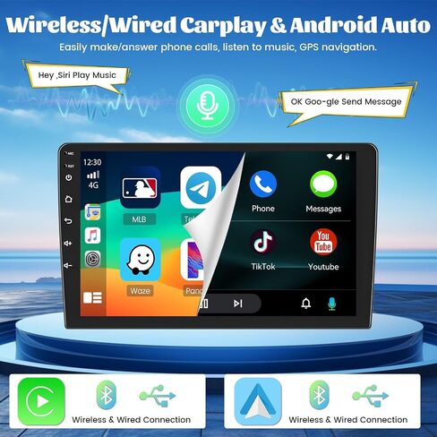 Roinvou 2+32G Android CarPlay Stereo لـ 2010-2014 Hyundai Sonata، شاشة تعمل باللمس مقاس 9 بوصات داخل لوحة القيادة ونظام تحديد المواقع العالمي (GPS) مع CarPlay لاسلكي مدمج يدعم Android Auto Mirror Link BT RDS AHD DSP in Kuwait