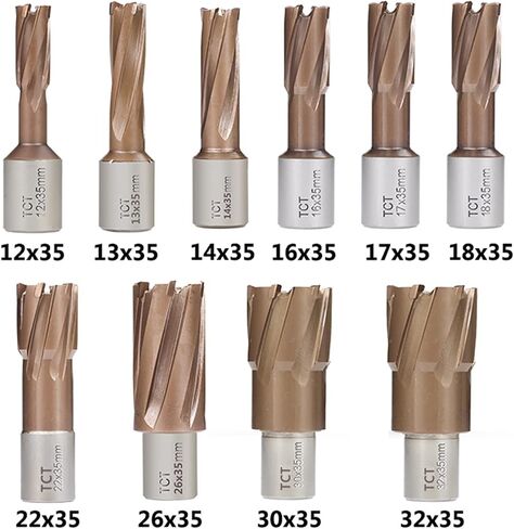 Hollow Drill Bit Coating Weldon Shank Carbide Annular Cutter Hole Saw Cutter Metal Hole Drill Bit 1Pcs(22x35mm) in Saudi Arabia