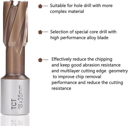 Hollow Drill Bit Coating Weldon Shank Carbide Annular Cutter Hole Saw Cutter Metal Hole Drill Bit 1Pcs(22x35mm) in Saudi Arabia
