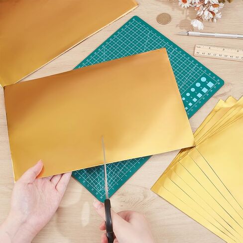 PH Pandahall 50 Sheets أوراق رقائق الألمنيوم 7.8x11.8 بوصة ورقة معدنية رقائق ديكو للطلاء الأدوات المعدنية الأدوات المعدنية المنقوش مشروع المنزل Ornamnet DIY ، 70um سميكة ، ذهبية ، ذهبية in Saudi Arabia