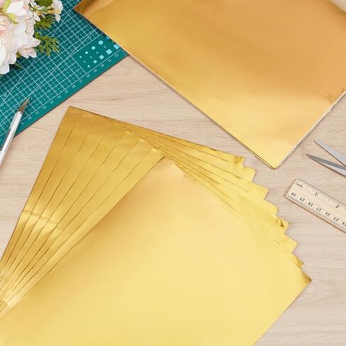 PH Pandahall 50 Sheets أوراق رقائق الألمنيوم 7.8x11.8 بوصة ورقة معدنية رقائق ديكو للطلاء الأدوات المعدنية الأدوات المعدنية المنقوش مشروع المنزل Ornamnet DIY ، 70um سميكة ، ذهبية ، ذهبية in Saudi Arabia