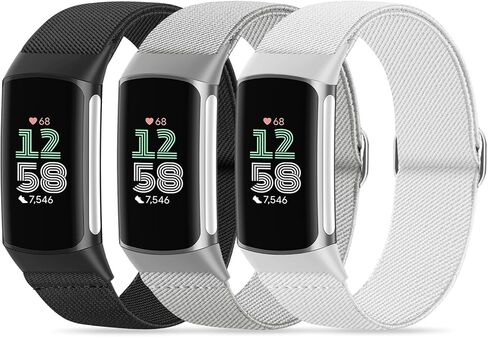 متوافق مع Fitbit Charge 6 نطاقات ساعة ، 3 عبوات نايلون نايلون سبورت حلقة معصم الاستبدال لفيتبيت شحنة 5 فرقة/شحنة 6 للياقة تعقب النساء القابلة للنساء ، خفيفة الوزن ، مرنة in Kuwait