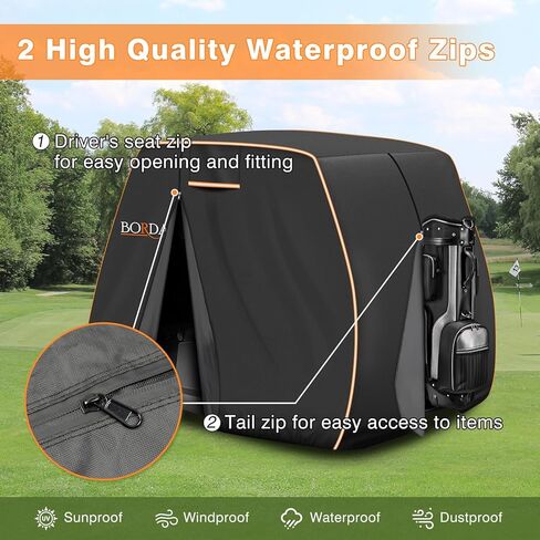 Heavy Duty Golf Cart Cover 2/4/2+2/4+2 Passengers for Most Brand Yamaha Honda Club Car EZGO Golf Carts, Waterproof Golf Cart Covers with Rainproof Zipper Doors Sunproof Dustproof (3 Sizes) in Kuwait