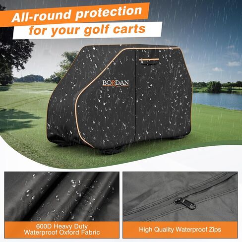 Heavy Duty Golf Cart Cover 2/4/2+2/4+2 Passengers for Most Brand Yamaha Honda Club Car EZGO Golf Carts, Waterproof Golf Cart Covers with Rainproof Zipper Doors Sunproof Dustproof (3 Sizes) in Kuwait