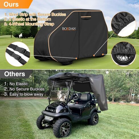 Heavy Duty Golf Cart Cover 2/4/2+2/4+2 Passengers for Most Brand Yamaha Honda Club Car EZGO Golf Carts, Waterproof Golf Cart Covers with Rainproof Zipper Doors Sunproof Dustproof (3 Sizes) in Kuwait