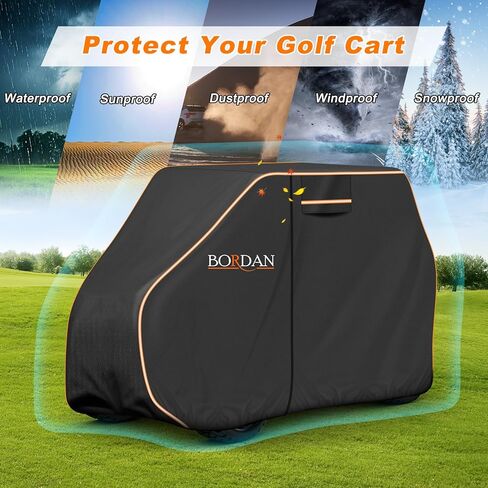 Heavy Duty Golf Cart Cover 2/4/2+2/4+2 Passengers for Most Brand Yamaha Honda Club Car EZGO Golf Carts, Waterproof Golf Cart Covers with Rainproof Zipper Doors Sunproof Dustproof (3 Sizes) in Kuwait
