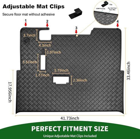 Golf Cart Floor Liner Mat 8 مم من المطاط السميك تغطية كاملة ملائمة لـ Ezgo Txt (1994-2025) ، Express S4 (2012-2020) ، Cushman Workhorse ، EX1 (2020) ، Valor ، Navitas ، بعض عربات النجوم بديلة in Kuwait