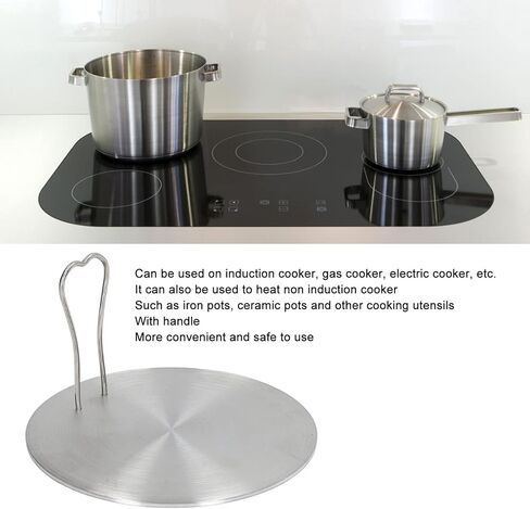 Heat Diffuser Plate, Stainless Steel Cooking Induction Adapter Simmer Plate Induction Cooktop Converter Plate with Detachable Handle for Electric Gas Glass Cooktop (18#) in Saudi Arabia
