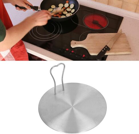 Heat Diffuser Plate, Stainless Steel Cooking Induction Adapter Simmer Plate Induction Cooktop Converter Plate with Detachable Handle for Electric Gas Glass Cooktop (18#) in Saudi Arabia