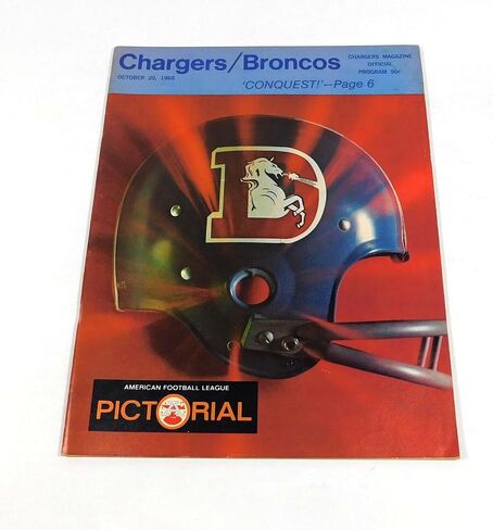 1968 Denver Broncos at San Diego Chargers AFL Football Program 10-20-68 - NFL Programs in Saudi Arabia