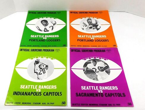 Lot of (4) Different 1969 Seattle Rangers COFL Continental Football Programs - NFL Programs in Saudi Arabia