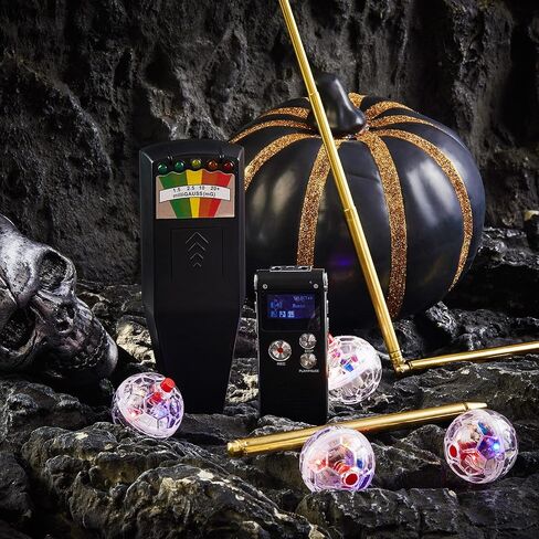 تشمل مجموعة معدات صيد الأشباح 8 PCS 1 PCF Meter Digital 1 PCS مسجل صوتي 2 PCS قضيب النحاس النحاسي و 4 LED Motion Cat Ball Equipment Tester for Home Office in Saudi Arabia