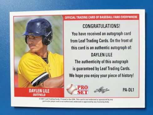 Datlen Lile 2021 Leaf Pro Set Metal Gold Wave Rookie RC Auto #D 2/4 - Nationals! - بطاقات البيسبول الموقعة MLB in Saudi Arabia