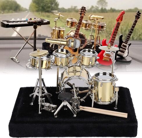 Tissting Mini Drum Model - Miniature Musical Instrument Set with Display Box, Realistic Handcrafted Decor for Home, Office, Gift (14x9.6x11cm/5.5x3.8x4.3in) in Saudi Arabia