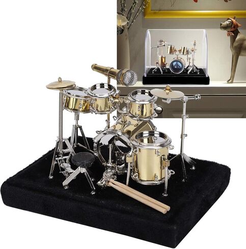 Tissting Mini Drum Model - Miniature Musical Instrument Set with Display Box, Realistic Handcrafted Decor for Home, Office, Gift (14x9.6x11cm/5.5x3.8x4.3in) in Saudi Arabia