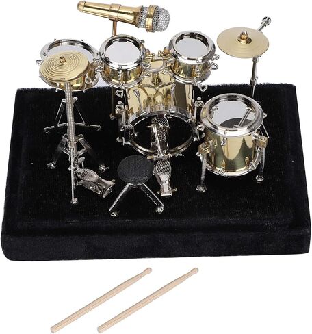 Tissting Mini Drum Model - Miniature Musical Instrument Set with Display Box, Realistic Handcrafted Decor for Home, Office, Gift (14x9.6x11cm/5.5x3.8x4.3in) in Saudi Arabia