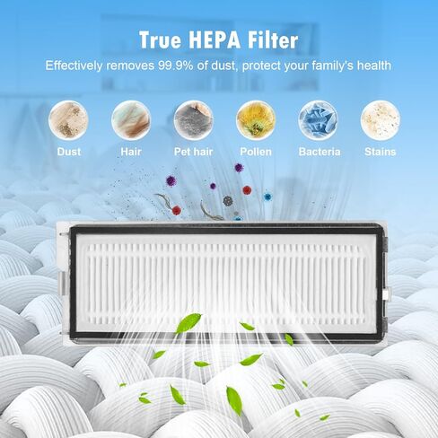 22 Pack Replacement Accessories Kit Compatible with Roborock QV 35A/QV 35S Robot Vacuum, 2 Main Brush, 6 Side Brush, 4 HEPA Filter, 4 Mop Pads, 4 Dust Bag in Kuwait