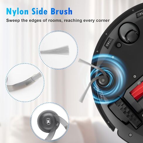 22 Pack Replacement Accessories Kit Compatible with Roborock QV 35A/QV 35S Robot Vacuum, 2 Main Brush, 6 Side Brush, 4 HEPA Filter, 4 Mop Pads, 4 Dust Bag in Kuwait