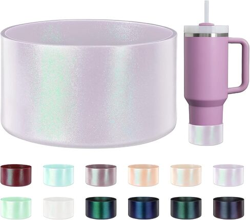 Glossy Gradient Silicone Boot, Compatible with Stanley H2.0 20-40oz & IceFlow 20-30oz, Chameleon Metallic Shimmer Cup Sleeve Protector for Hydroflask and Bottle Bottom with 2.8-3in in Saudi Arabia