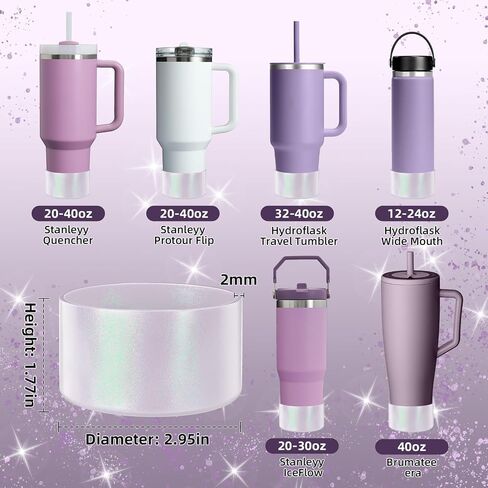 Glossy Gradient Silicone Boot, Compatible with Stanley H2.0 20-40oz & IceFlow 20-30oz, Chameleon Metallic Shimmer Cup Sleeve Protector for Hydroflask and Bottle Bottom with 2.8-3in in Saudi Arabia