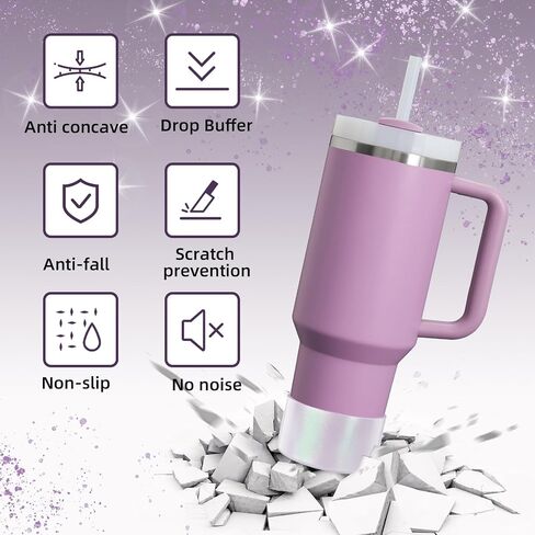 Glossy Gradient Silicone Boot, Compatible with Stanley H2.0 20-40oz & IceFlow 20-30oz, Chameleon Metallic Shimmer Cup Sleeve Protector for Hydroflask and Bottle Bottom with 2.8-3in in Saudi Arabia