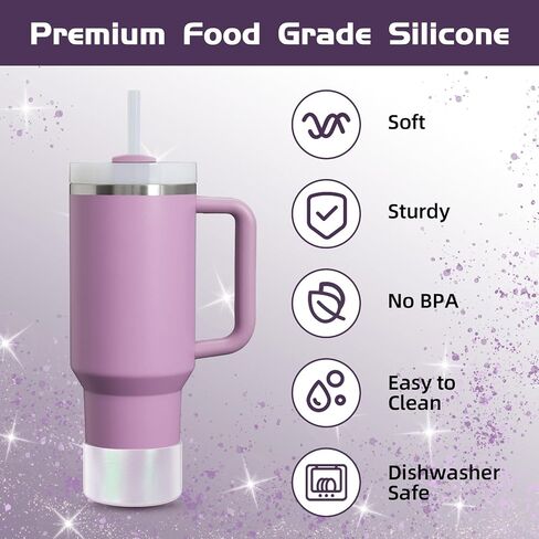Glossy Gradient Silicone Boot, Compatible with Stanley H2.0 20-40oz & IceFlow 20-30oz, Chameleon Metallic Shimmer Cup Sleeve Protector for Hydroflask and Bottle Bottom with 2.8-3in in Saudi Arabia