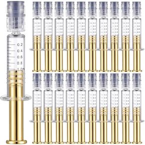Nuanchu 20 pcs 1ml borosilecate close المحاقن مع المكبس المعدني الذهبي ، موصل luer ، دون أداة قياس دقيقة للإبرة للسوائل السميكة ، الغراء ، الحبر ، الحيوانات الأليفة in Kuwait