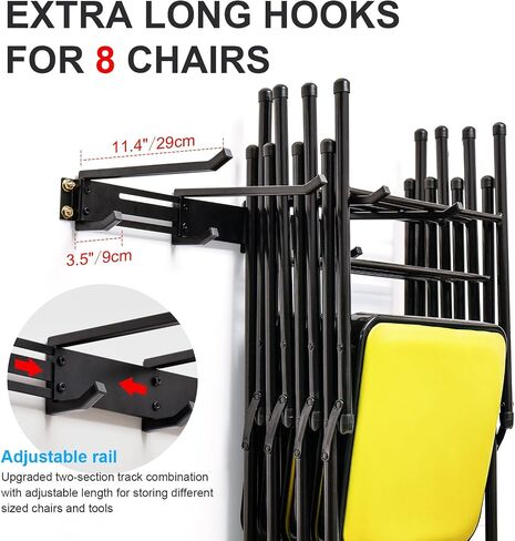 Folding Chair Storage Hangers Garage Wall Mounted, Heavy Duty Garden Tool Storage Rack, Garage Hooks for Ladders, Chairs, Shovels, Broom, Power Tools,Holds up to 300 lbs in Saudi Arabia