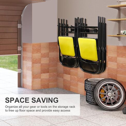 Folding Chair Storage Hangers Garage Wall Mounted, Heavy Duty Garden Tool Storage Rack, Garage Hooks for Ladders, Chairs, Shovels, Broom, Power Tools,Holds up to 300 lbs in Saudi Arabia