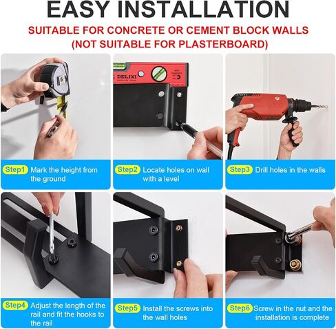 Folding Chair Storage Hangers Garage Wall Mounted, Heavy Duty Garden Tool Storage Rack, Garage Hooks for Ladders, Chairs, Shovels, Broom, Power Tools,Holds up to 300 lbs in Saudi Arabia