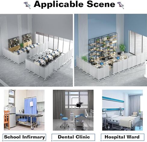 Single-Piece Privacy Screen,Standing Door Partition,Room Divider with Casters,Create Privacy Space for Classroom Hospital Clinic(Color 3,3-Panel) in Saudi Arabia