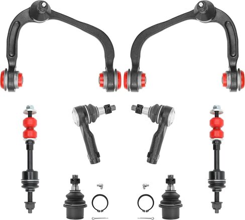 2WD Front End 12PC مجموعة التعليق لعام 2005-2008 Ford F-150 Lincoln Mark LT 2006 2007 2008 ، 2 أذرع التحكم العليا 2 مفاصل الكرة السفلية 4 قضبان التعادل الخارجية والداخلية 2 قضبان التأثير 2 أحذية البديل in Kuwait