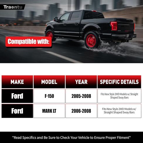 2WD Front End 12PC مجموعة التعليق لعام 2005-2008 Ford F-150 Lincoln Mark LT 2006 2007 2008 ، 2 أذرع التحكم العليا 2 مفاصل الكرة السفلية 4 قضبان التعادل الخارجية والداخلية 2 قضبان التأثير 2 أحذية البديل in Kuwait