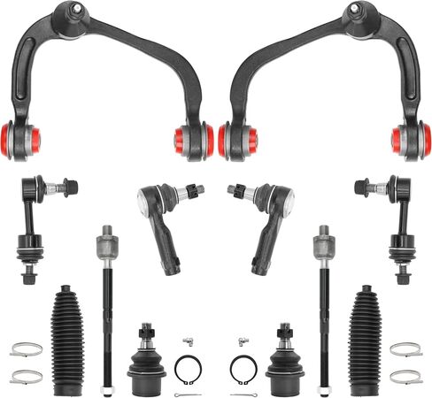 2WD Front End 12PC مجموعة التعليق لعام 2005-2008 Ford F-150 Lincoln Mark LT 2006 2007 2008 ، 2 أذرع التحكم العليا 2 مفاصل الكرة السفلية 4 قضبان التعادل الخارجية والداخلية 2 قضبان التأثير 2 أحذية البديل in Kuwait
