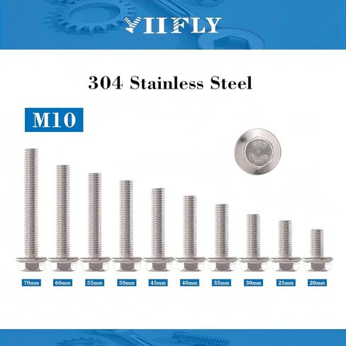 M10 × 40 مم مسامير رأس سداسي سداسي شفة مسامير سداسية ، M10x1.5 الترباس ، 304 الفولاذ المقاوم للصدأ (A2-70) ، النهاية المشرقة ، ملولبة بالكامل ، مسامير رأس سداسية ، كمية 8 in Kuwait