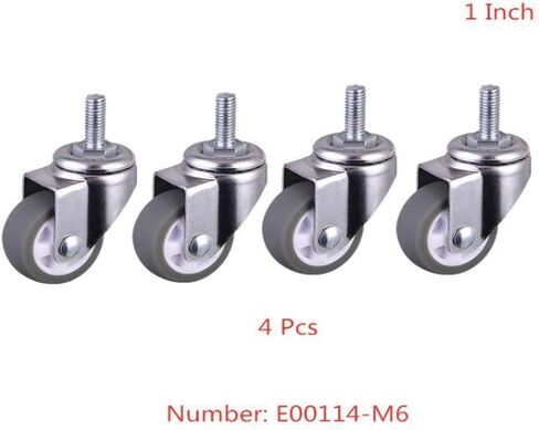 4pcs عجلات 1 بوصة رمادية tpe المسمار العجلات M6 عجلات صامتة 25 مم العجلات العائلية in Kuwait