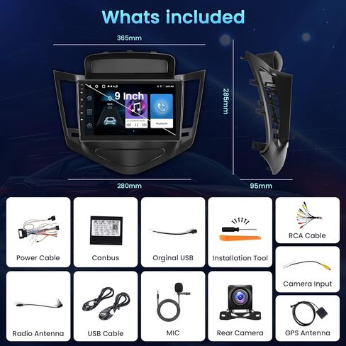 4+64GB Android 15 Car Stereo لـ Chevy Cruze 2009-2015 Wireless Carplay Android Auto Auto 9 "شاشة تعمل بالسيارة مع مجموعة GPS WiFi Bluetooth SWS DSP EQ Link Camera in Saudi Arabia
