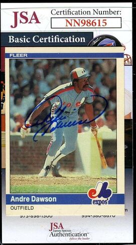 Andre Dawson JSA Coa Autograph 1984 Fleer Hand Signed - Baseball Slabbed Autographed Cards in Saudi Arabia