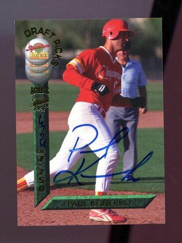 1994 Signature Rookies Draft Pick Paul Konerko Rookie Signed Autograph Card AUTO - Autographed Baseball Cards in Saudi Arabia