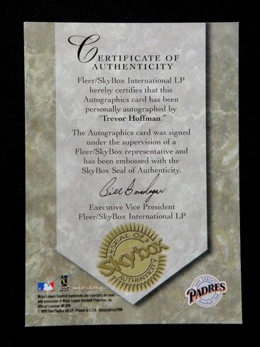 Trevor Hoffman 2000 Skybox Autographics Hof Signed Autographed Card Sp Padres. - Baseball Slabbed Autographed Cards in Saudi Arabia