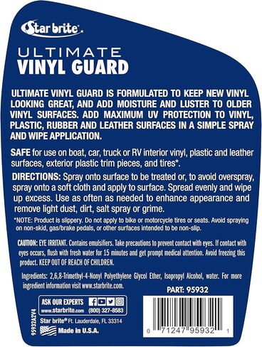 Starbrite Ultimate Vinyl Guard - Spray on Shine - منع التلاشي والتكسير - الحفاظ على الفينيل والجلد والبلاستيك والمطاط 32 أوقية - 2 عبوة ، أزرق in Saudi Arabia