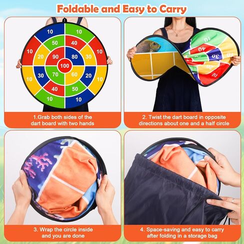 2 في 1 في 1 في الهواء الطلق عملاق Tic Tac Tac Bean Bag Game مع لوحة Dart ، لوحة DART 26 "مع كرات لزجة TIC TIC TAC TOE للأطفال البالغين الكبار كبير كرنفال كرنفال عيد ميلاد العائلة in Saudi Arabia