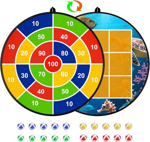 2 في 1 في 1 في الهواء الطلق عملاق Tic Tac Tac Bean Bag Game مع لوحة Dart ، لوحة DART 26 "مع كرات لزجة TIC TIC TAC TOE للأطفال البالغين الكبار كبير كرنفال كرنفال عيد ميلاد العائلة in Saudi Arabia