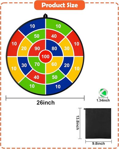 2 في 1 في 1 في الهواء الطلق عملاق Tic Tac Tac Bean Bag Game مع لوحة Dart ، لوحة DART 26 "مع كرات لزجة TIC TIC TAC TOE للأطفال البالغين الكبار كبير كرنفال كرنفال عيد ميلاد العائلة in Saudi Arabia