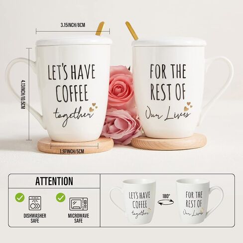 AW BRIDAL Ceramic Engagement Gifts For Couples Newly Engaged Unique Coffee Mugs Set Of 2, 12 Oz| Bachelorette Bridal Shower Gift For Bride, Anniversary Wedding Gifts For Couple Housewarming Gift Ideas in Saudi Arabia