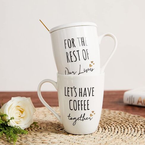 AW BRIDAL Ceramic Engagement Gifts For Couples Newly Engaged Unique Coffee Mugs Set Of 2, 12 Oz| Bachelorette Bridal Shower Gift For Bride, Anniversary Wedding Gifts For Couple Housewarming Gift Ideas in Saudi Arabia