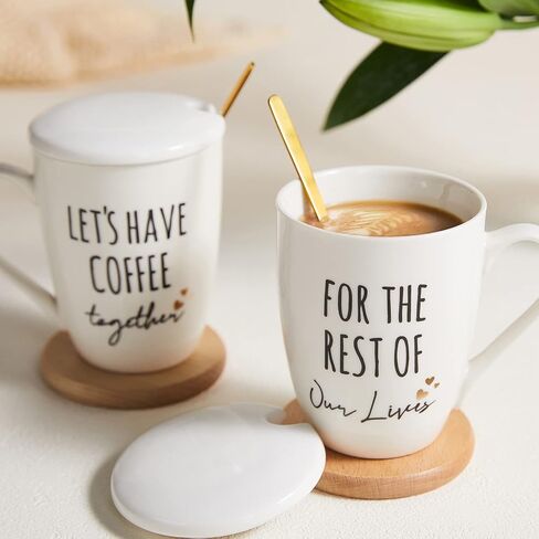 AW BRIDAL Ceramic Engagement Gifts For Couples Newly Engaged Unique Coffee Mugs Set Of 2, 12 Oz| Bachelorette Bridal Shower Gift For Bride, Anniversary Wedding Gifts For Couple Housewarming Gift Ideas in Saudi Arabia