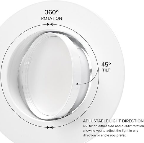 Maxxima 5 "و 6" LED قابلة للتدوير Retrofit Gimbal - 1200 لومن ، 11 واط ، قابلة للذات ، 5 CCT 2700K/3000K/3500K/4000K/5000K ، مصباح السقف المريح ، مثالي للمطابخ وغرف الطعام in Kuwait