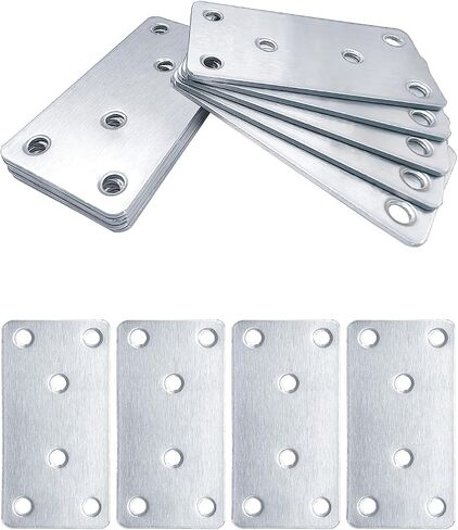 20 Pack Flat Mending Plate for Wood, Sliver 3.1''X1.5'' Metal Mounting Plates with 6 Holes, Stainless Steel Flat Straight Brace Bracket for Furniture, Cabinets, DIY & Construction in Kuwait