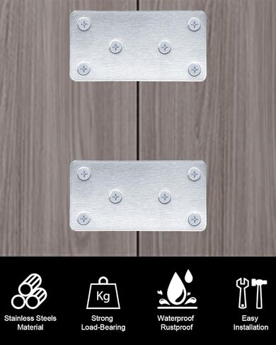 20 Pack Flat Mending Plate for Wood, Sliver 3.1''X1.5'' Metal Mounting Plates with 6 Holes, Stainless Steel Flat Straight Brace Bracket for Furniture, Cabinets, DIY & Construction in Kuwait